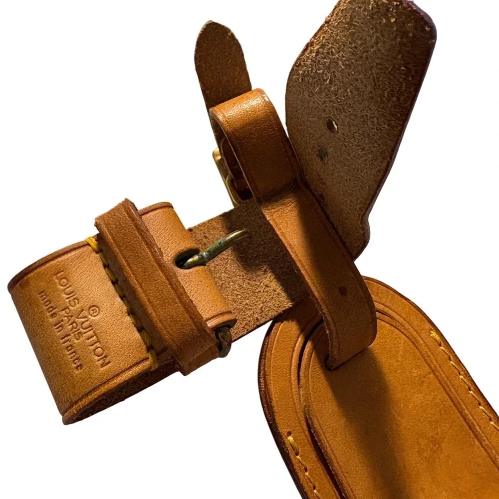 Louis Vuitton Vachetta Leather Luggage Tag and Poignet Set Made in France